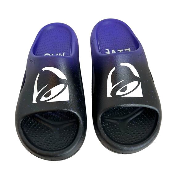 CROCS Taco Bell x Crocs Mellow Slide Live Mas Ultra Violet & Black Men's Size 5 - Picture 1 of 16